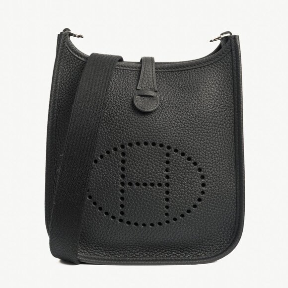 Hermes Evelyne TPM Noir Taurillon Clemence Leather Shoulder Bag - Picture 1 of 15